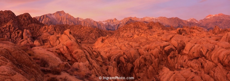 Alabama Hills Rockscape with Mt. Whitney, Eastern Sierra, CA