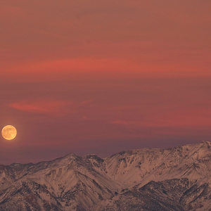 Full Moon rises over the White Mountains, from across the northern Owens Valley, CA