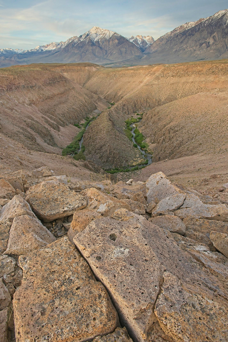 Owens River Gorge, with Mt. Tom and Wheeler Crest in background, Eastern Sierra, Mono Co., CA