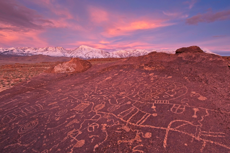 "SkyGlyph" petroglyph display, Volcanic Tableland, Eastern Sierra, CA