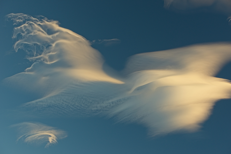 Altocumulus lenticularis with superciliaris formations, above Round Valley, CA