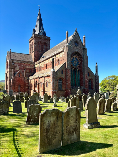 St. Magnus Cathedral, started in 1137 by the Viking, Earl Rognvald, in honor of his martyred uncle, St. Magnus.
