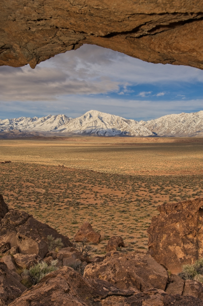 View 4. View of Mt. Tom from "Aeolian Ridge" in the Bishop Tuff of the Volcanic Tableland.