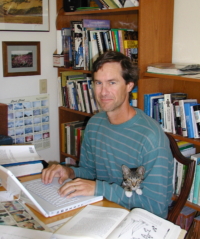 The author as a young man with "my first editor, Lulu."